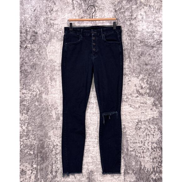 Mother Jeans 29 Womens Pixie Ankle Fray Midnight Wash Button Fly - Picture 1 of 8